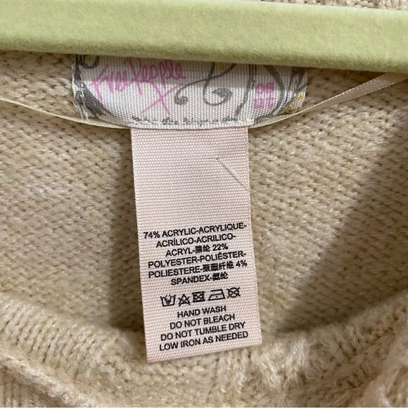 Free People Cream Harbour Stripe Cable knit Poncho Sweater Sz O/S NWT - Picture 6 of 13